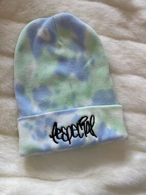 Official Band Merch Tie-Dye Beanie - Pastel Blue & Green